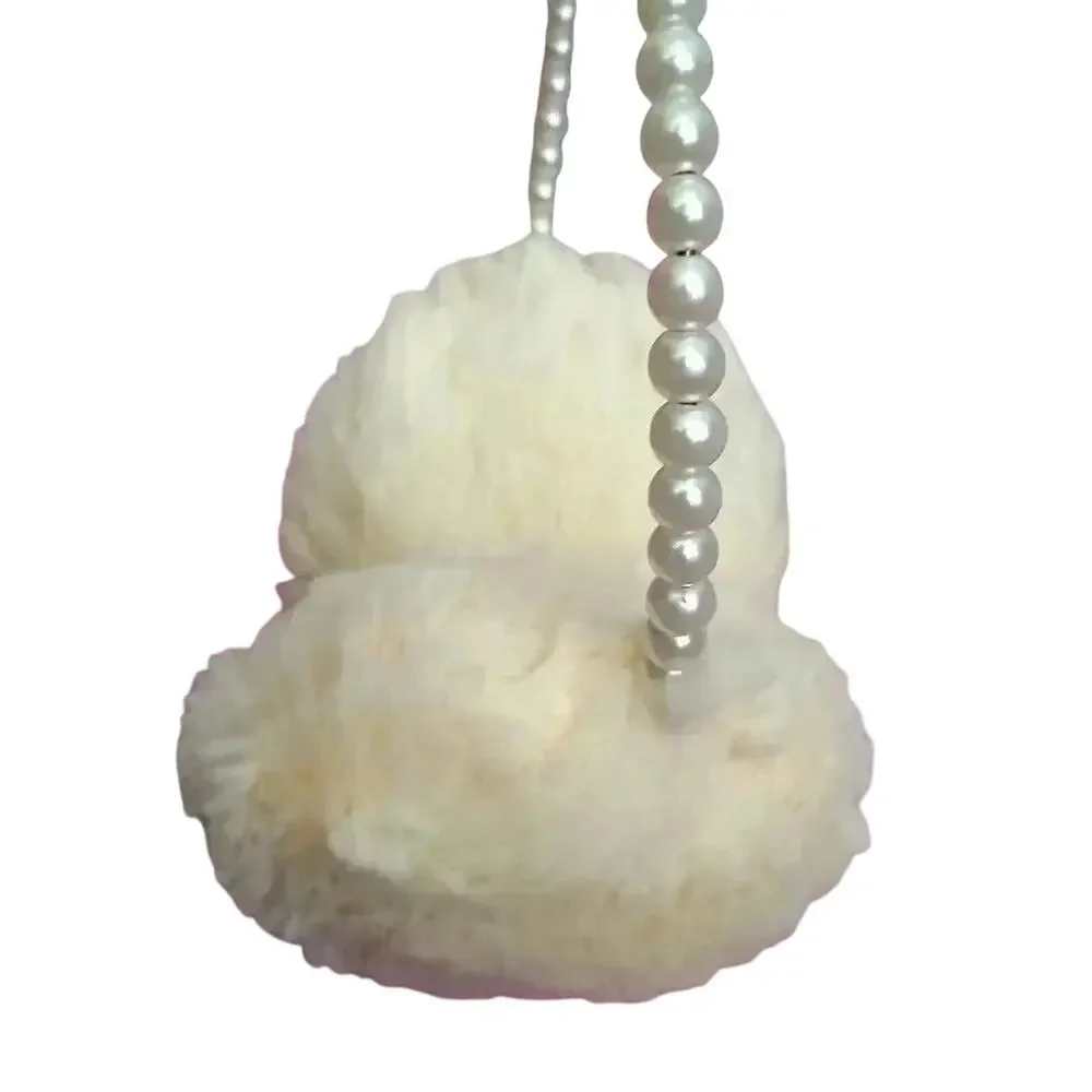 Cat & Jack White Faux Fur Fuzzy Pillow Pearl Headband Earmuff Girls One‎ Size